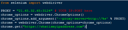code for setting Selenium proxy to drive Chrome