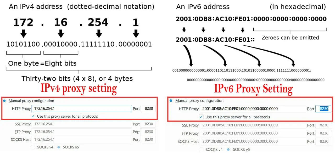 IPv6 proxy vs. IPv4 proxy setting