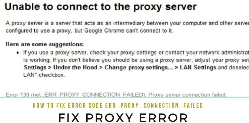 how to Fix Proxy Error
