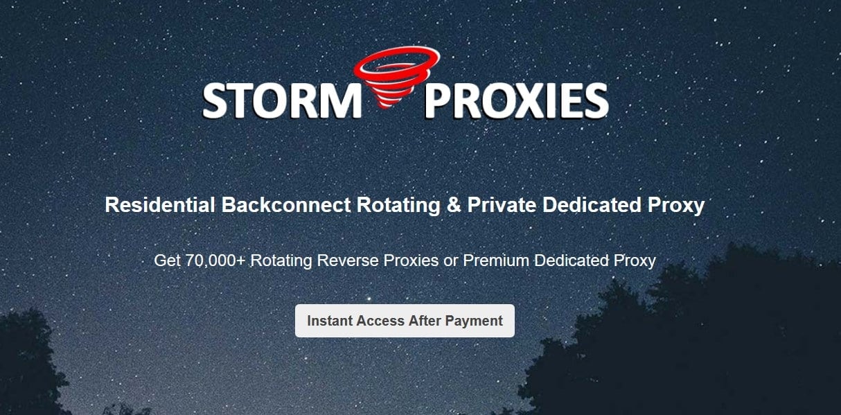 Storm Proxies Overview homepage