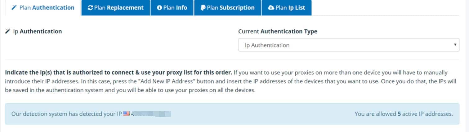 Plan Authentication - IP AUTH