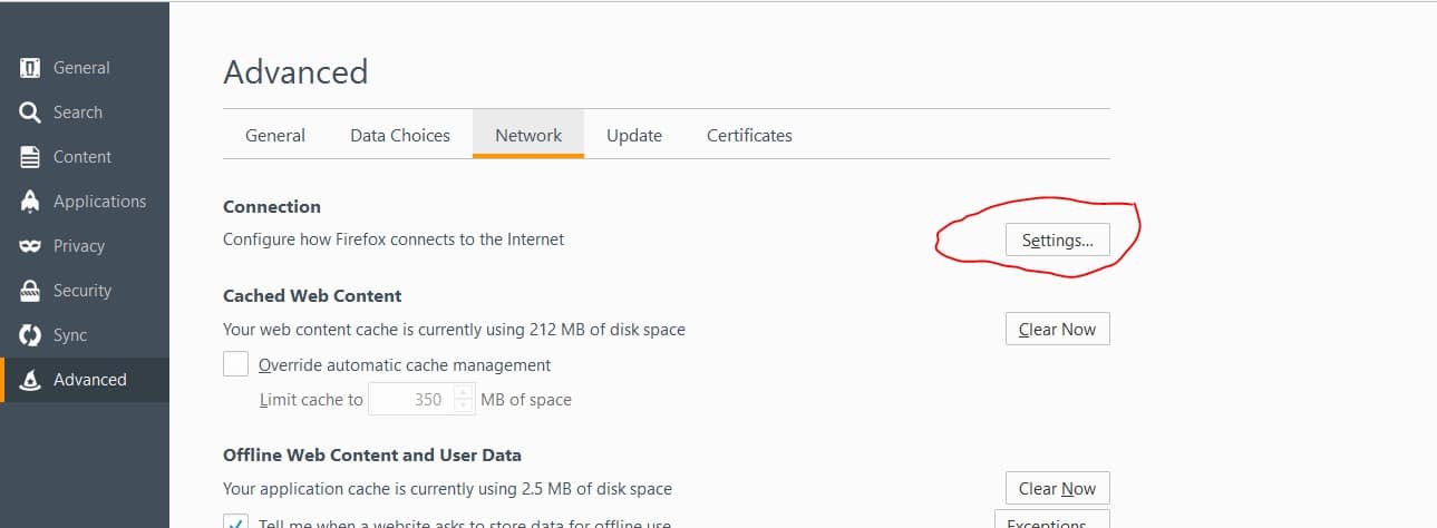 Advanced Network Connection Settings