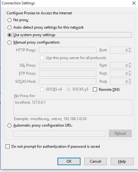 Popup Proxy Setting configure
