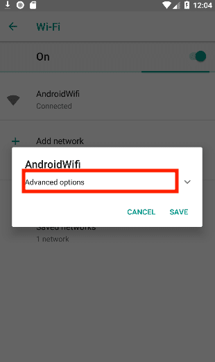 Advanced settings for WiFi