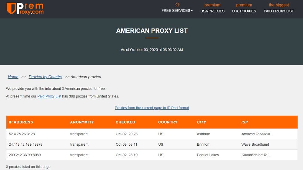 Premproxy List for Us