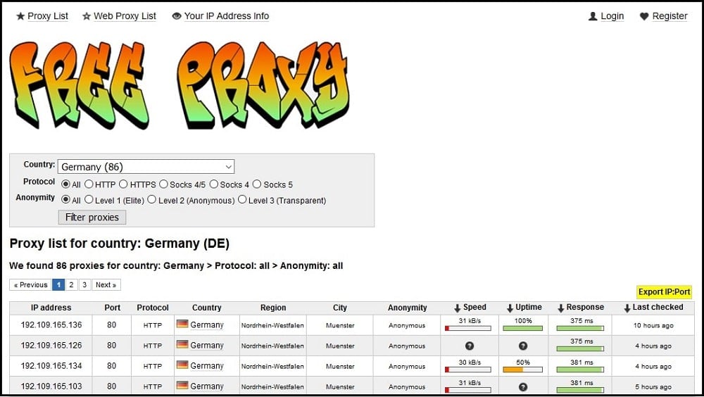5x German Deutsche Proxy Server Proxies IP SOCKS 4 5 HTTPS VPN Anonym Proxies 