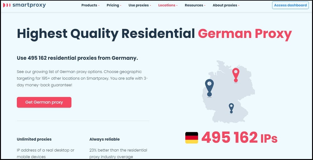 Smartproxy Location in German