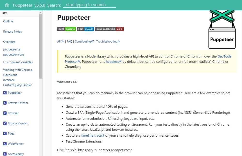 Puppeteer is a Node library