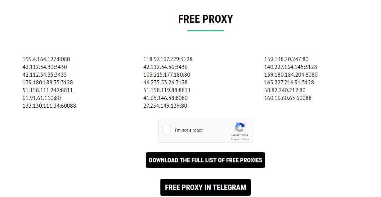 Free Proxies offered by Fineproxy