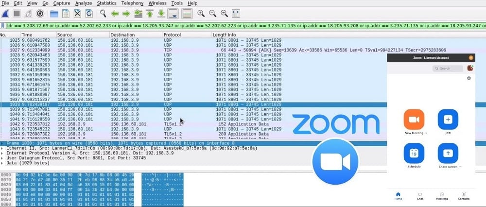Zoom Security with Wireshark