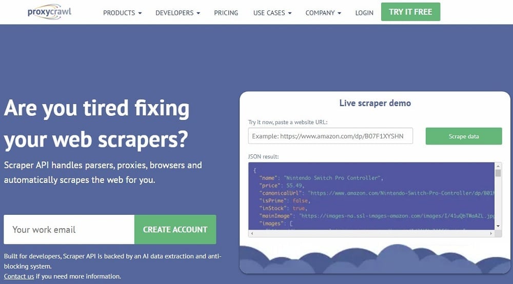 Proxycrawl Scraper API Overview