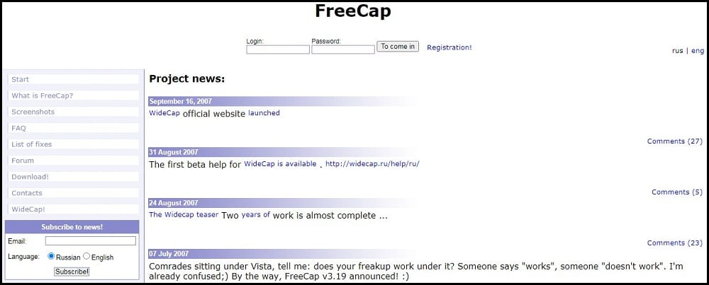 Freecap Homepage