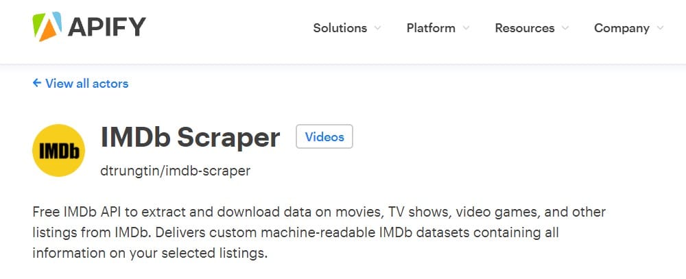 Apify IMDB Scraper
