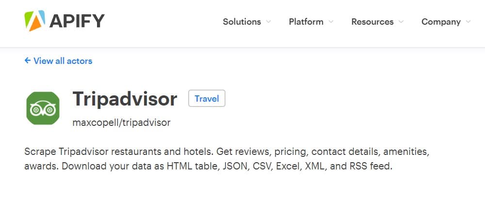 Apify Tripadvisor Scraper