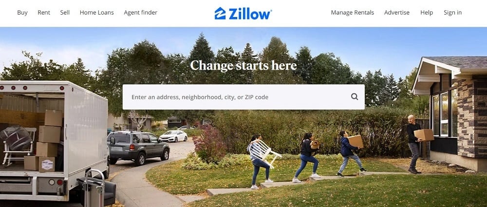 Zillow Homepage