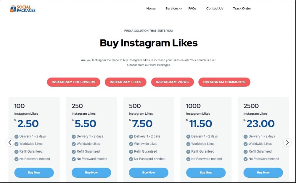 Buy Instagram Like for Social Packages