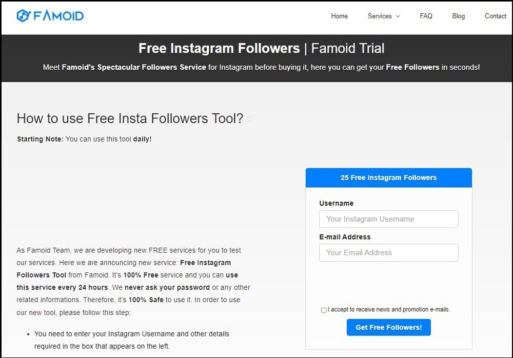 Get Free Instagram Followers for Famoid