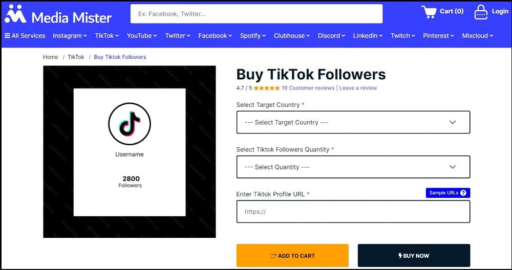 Buy TikTok Followers for Media Mister