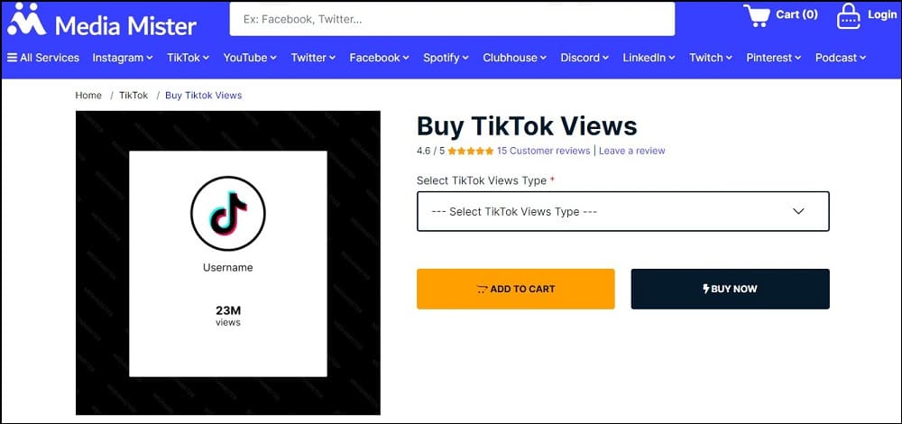 Buy TikTok Views for MediaMister