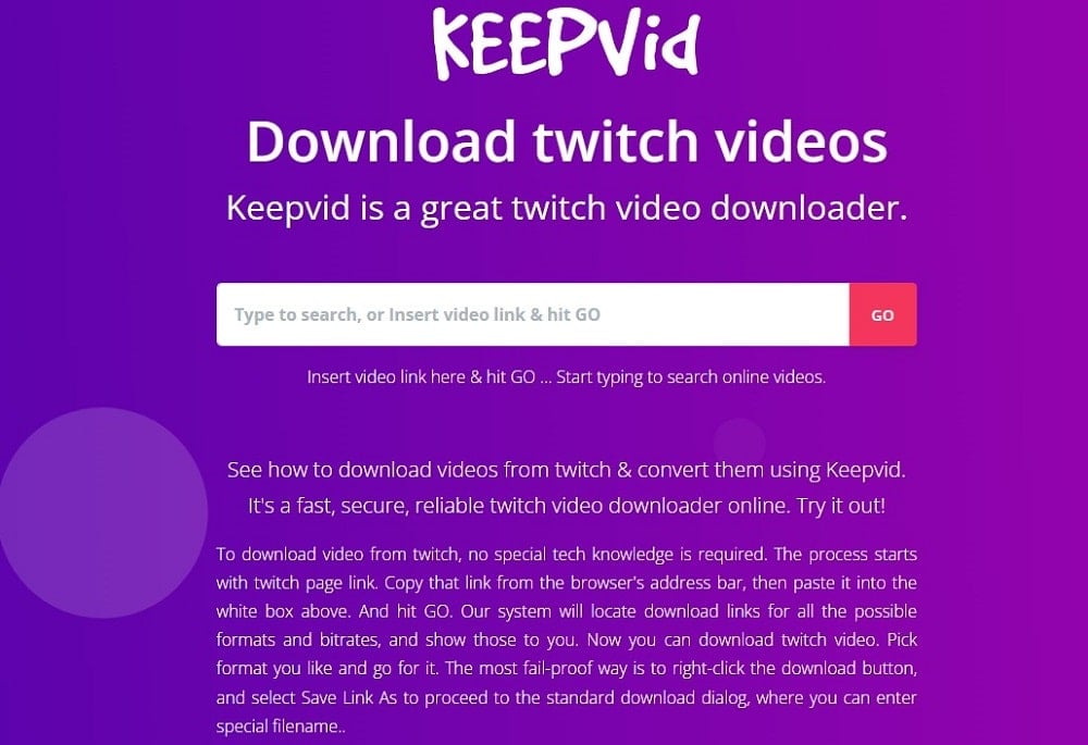Keepvid is Twitch Video Downloader Apps