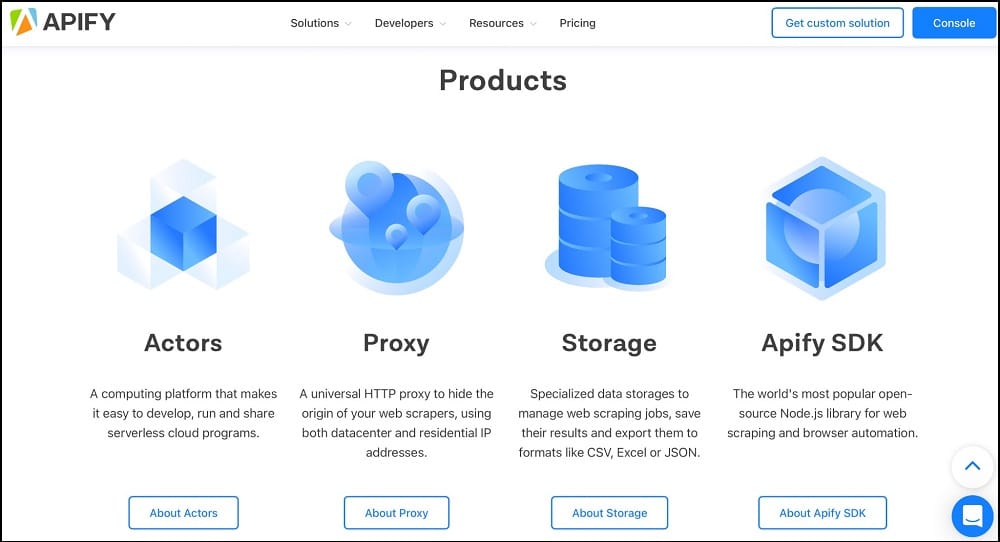 apify product homepage