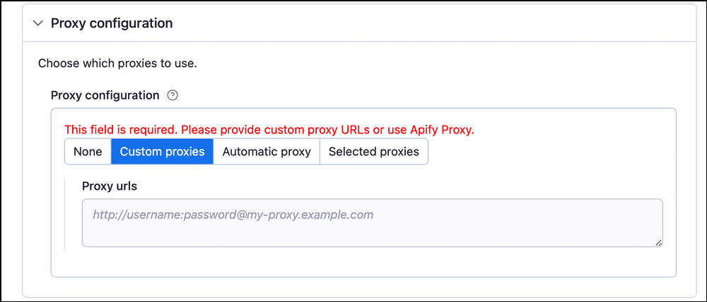 apify proxy and browser configuration