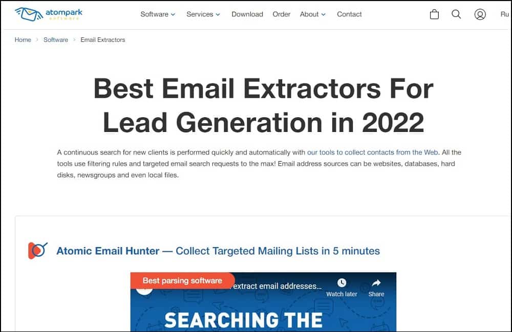 AtomPark Email Extractor for Online Web Crawler Tools