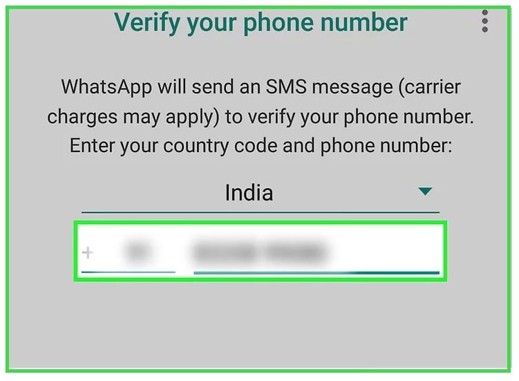 Phone number section during registration