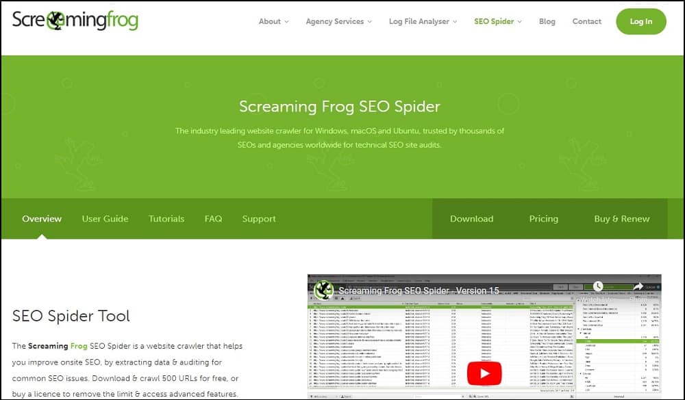 ScreamingFrog SEO Spider for Online Web Crawler Tools