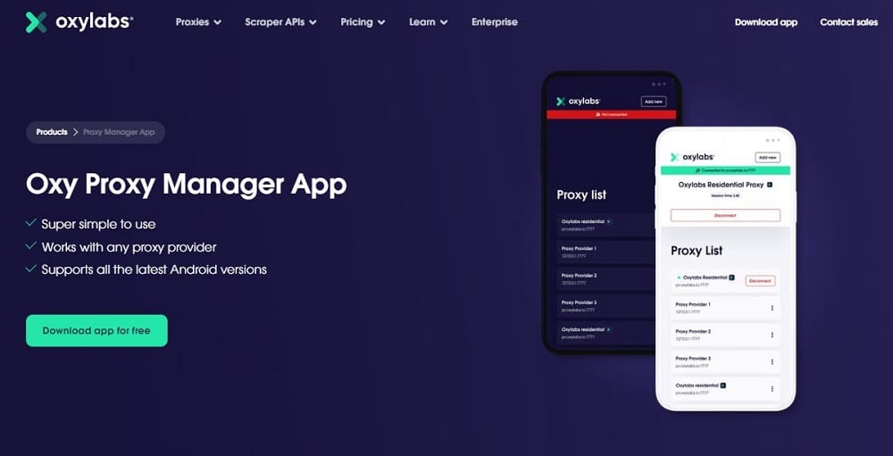 Oxy Proxy Manager App on Oxylabs