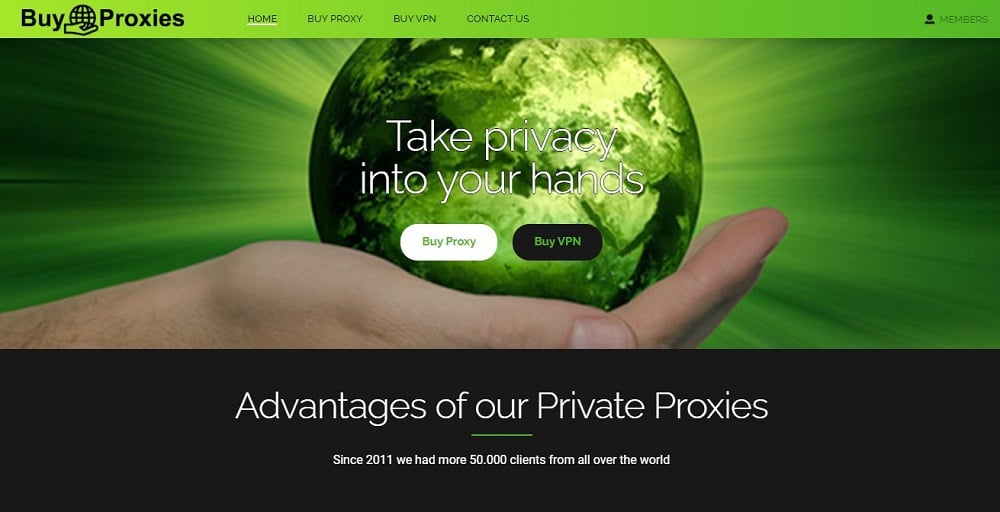 Buyproxies Homepage