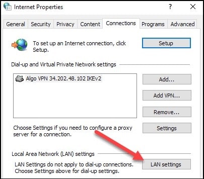 LAN settings on your PC