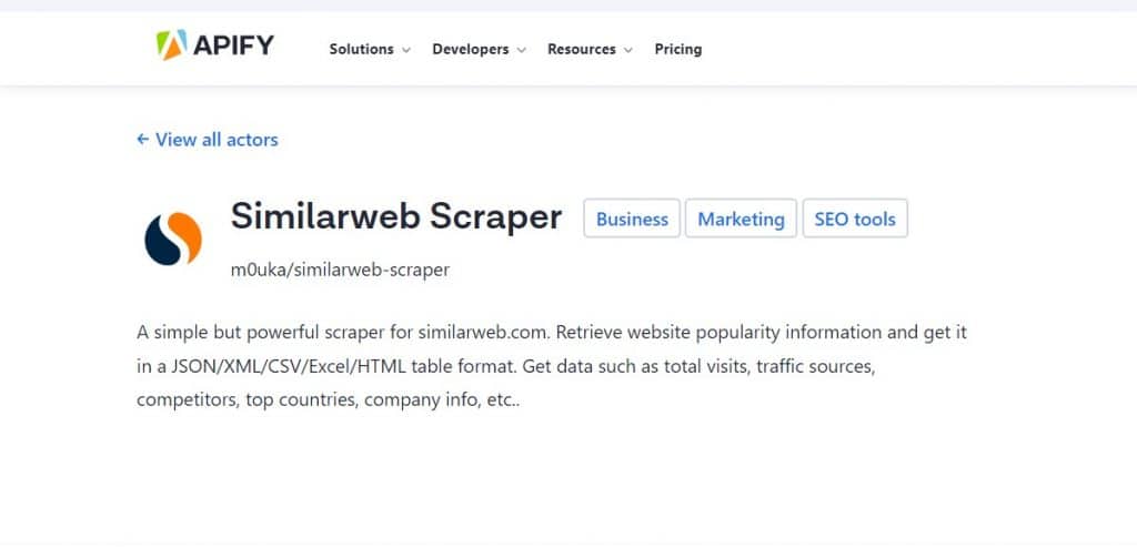 apify similarweb-scraper