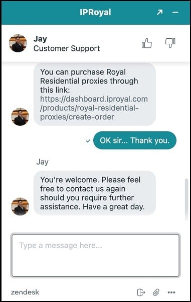 Customer Support of IPRoyal