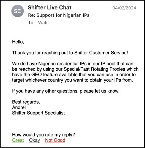 Customer Support of Shifter Shifter