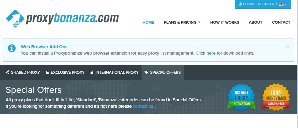 Proxybonanza Homepage