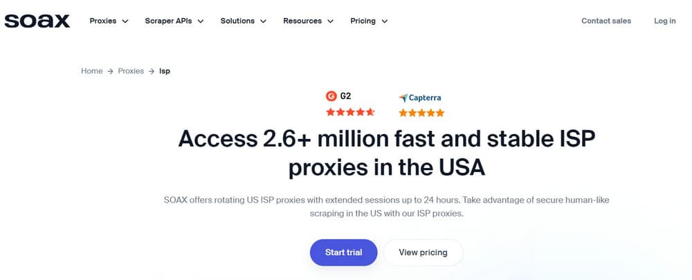 SOAX ISP proxies