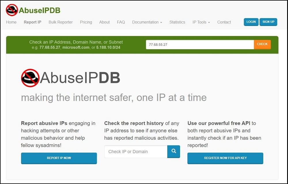 AbuseIPDB Homepage