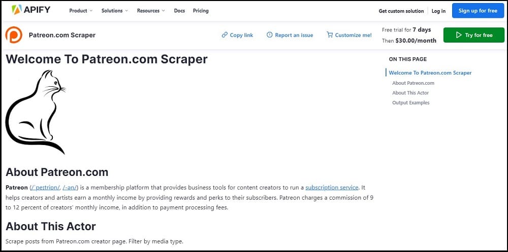 Apify Patreon Scraper Overview