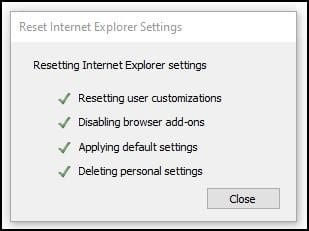 Resetting Internet Explorer Settings