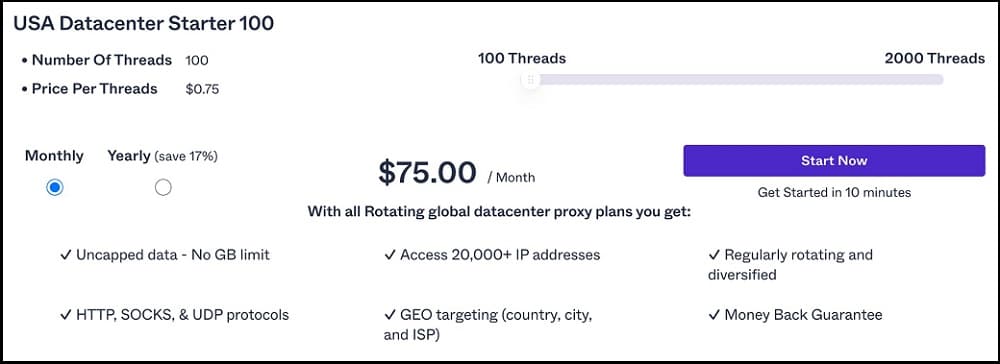 Rotating Datacenter Proxies with Proxyrack