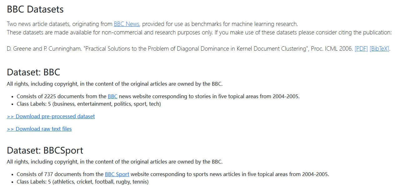 BBC Datasets