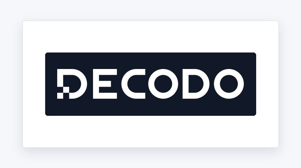 Decodo logo shown in a clean merchant brand card