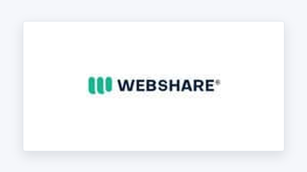 Webshare logo area shown in a clean merchant brand card